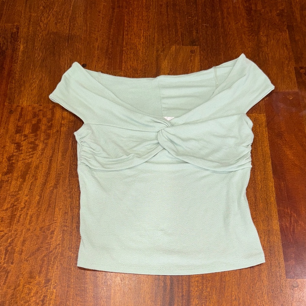 Live in the Moment Light Green Off-Shoulder Women's Top